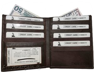 Men's Genuine Leather Bifold Wallet Slim Hipster Brown Cowhide Credit Card case - Image 8