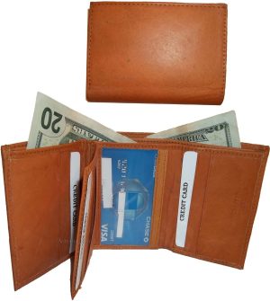 Men's Genuine Leather Tri-fold wallet 10 credit debit cards 2 Bill slots 1 ID - Image 12