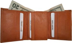 Men's Genuine Leather Tri-fold wallet 10 credit debit cards 2 Bill slots 1 ID - Image 4