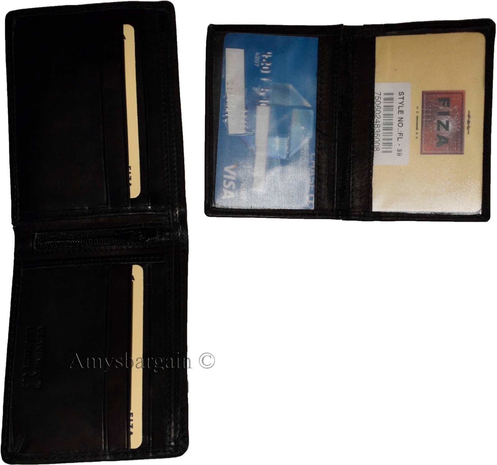 Men's Leather Bifold wallet Zip Pocket 2 Bill slot 9 Card 2 ID Lot of 2 in Box - Image 12