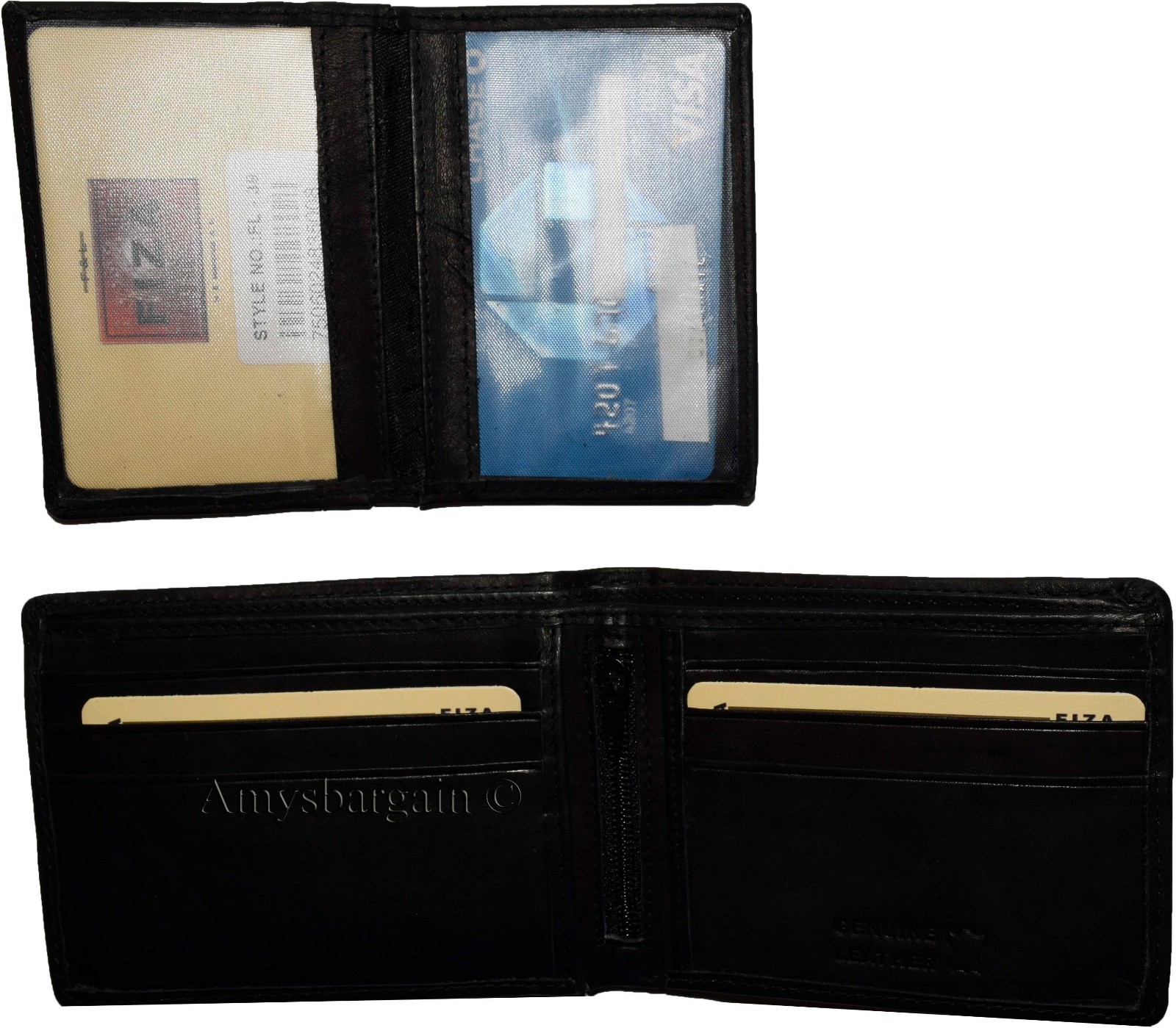 Men's Leather Bifold wallet Zip Pocket 2 Bill slot 9 Card 2 ID Lot of 2 in Box - Image 3