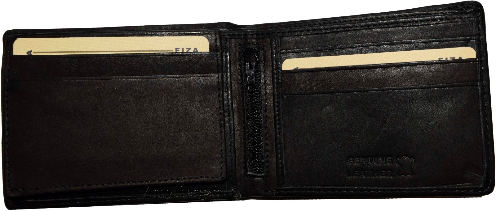 Men's Leather Bifold wallet Zip Pocket 2 Bill slot 9 Card 2 ID Lot of 2 in Box - Image 4