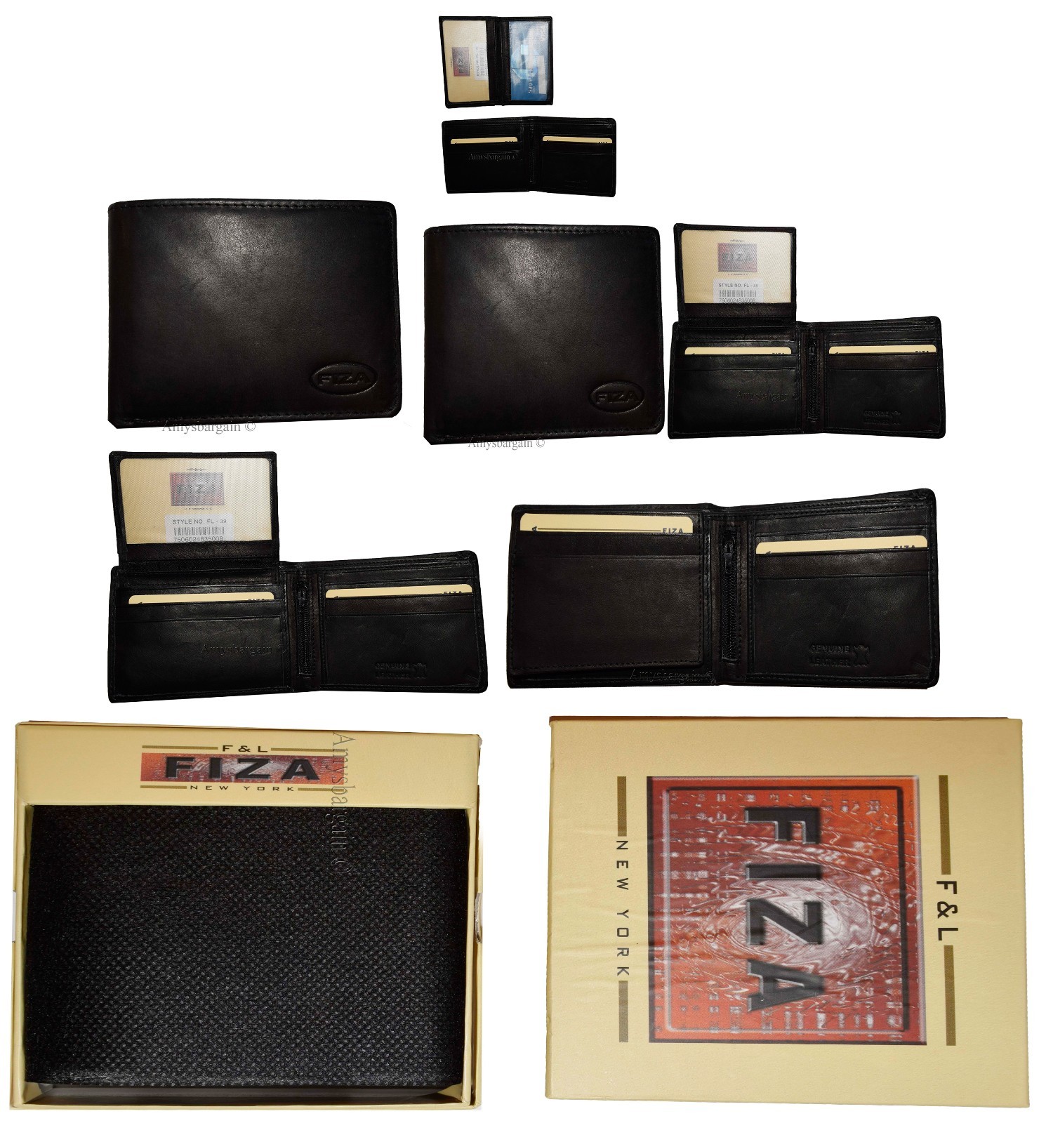 Men's Leather Bifold wallet Zip Pocket 2 Bill slot 9 Card 2 ID Lot of 2 in Box - Image 7