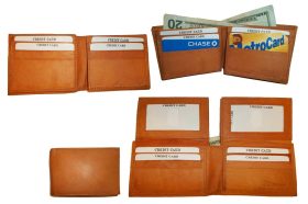 Men's Leather Wallet 12 Card Holder 2 ID Windows 2 Bill Pockets bnwt