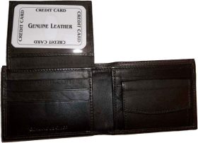 Men's Leather Wallet 6 Card Holder ID Change purse 2 Bill Pockets Brand New