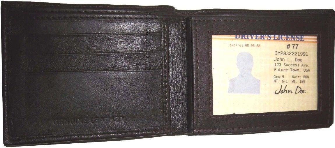 Men's Leather Wallet 9 Cards Holder 3 ID windows Billfold Wallet BR New Lot of 4 - Image 6