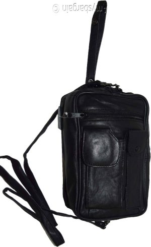 Men's Leather bag, Black handbag Unisex leather bag wrist let leather bag - Image 4