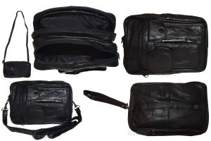Men's Leather bag, Black handbag Unisex leather bag wrist let leather bag