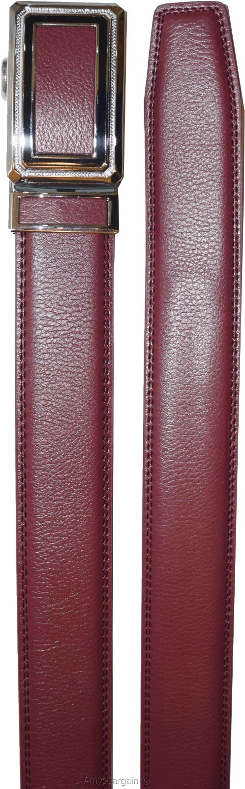 Men’s XL Belt Burgund Leather Automatic lock Dress / Casual belt adjustable belt - Image 10