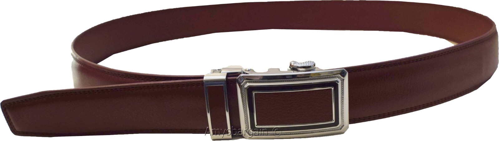Men’s XL Belt Burgund Leather Automatic lock Dress / Casual belt adjustable belt - Image 5