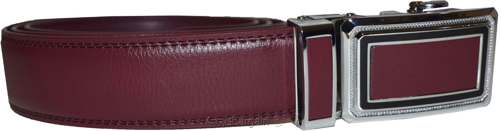 Men’s XL Belt Burgund Leather Automatic lock Dress / Casual belt adjustable belt - Image 7