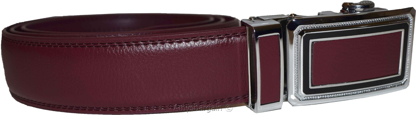 Men’s XL Belt Burgund Leather Automatic lock Dress / Casual belt adjustable belt - Image 8
