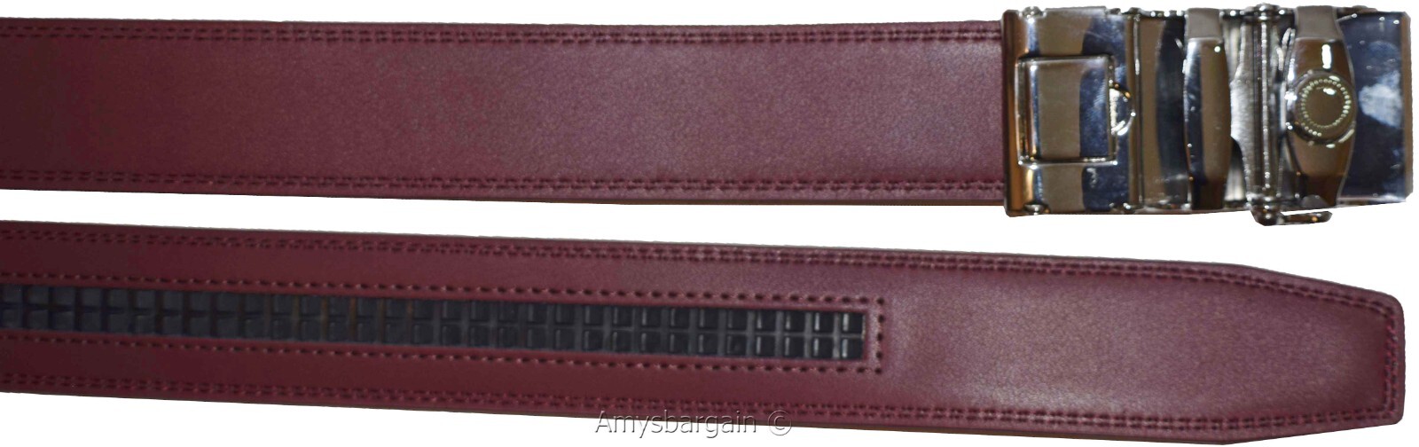 Men’s XL Belt Burgund Leather Automatic lock Dress / Casual belt adjustable belt - Image 9