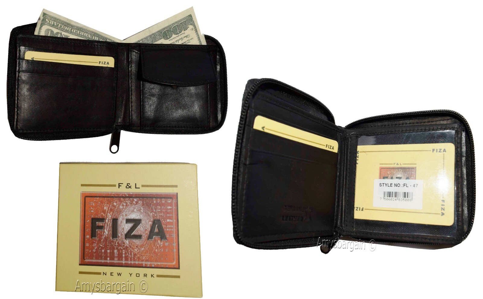 Men's Zip around Leather Wallet. Bifold zip around wallet. Fiza wallet in box BN - Image 4