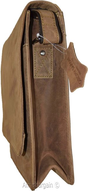 Men's bag Leather men's Shoulder bag Gentleman's leather bag Nu buck Leather bag - Image 3
