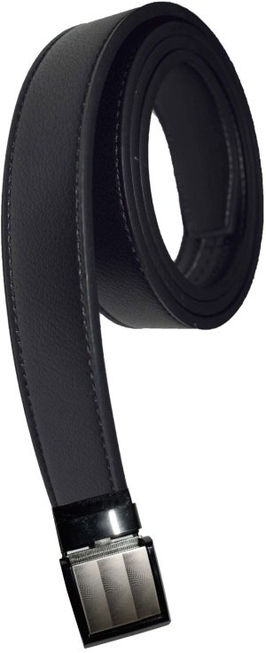 Men's belt leather dress Belt w/ auto Lock sliding buckle XL black belt #76 - Image 12