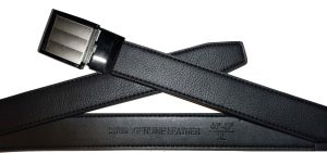Men's belt leather dress Belt w/ auto Lock sliding buckle XL black belt #76 - Image 13