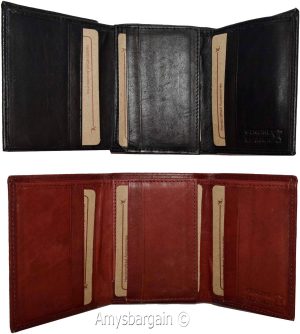 Men's genuine Leather Tri-fold wallet 10 credit debit cards 2 Bill pockets 1 ID - Image 12