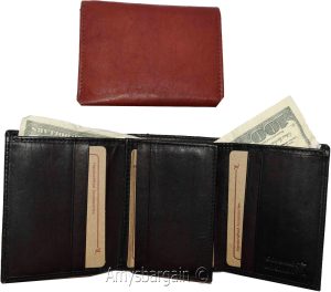 Men's genuine Leather Tri-fold wallet 10 credit debit cards 2 Bill pockets 1 ID - Image 3