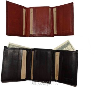 Men's genuine Leather Tri-fold wallet 10 credit debit cards 2 Bill pockets 1 ID - Image 5