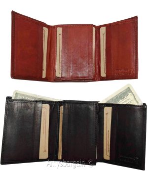 Men's genuine Leather Tri-fold wallet 10 credit debit cards 2 Bill pockets 1 ID - Image 7