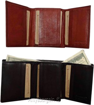 Men's genuine Leather Tri-fold wallet 10 credit debit cards 2 Bill pockets 1 ID - Image 9