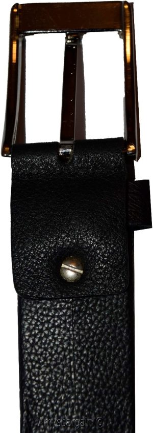 Men's genuine leather belt XL Black belt waist band strap new needlepoint buckle - Image 8