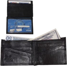 Men's wallet. Brifold Genuine Leather 10 credit card ID Billfold Black Wallet NW