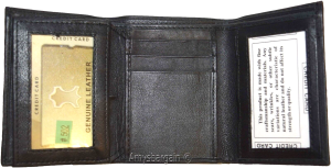 Men's wallet Trifold Leather wallet 2 Bill slots Black 9 Card br new wallet - Image 4