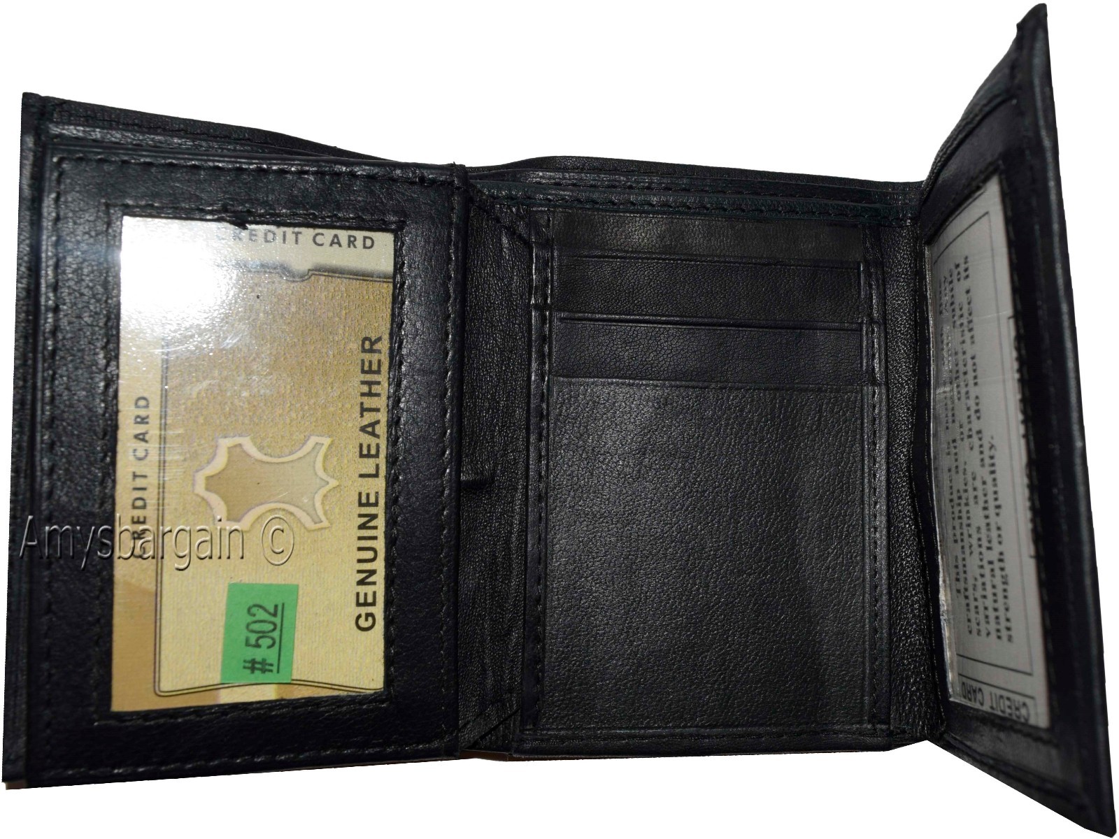 Men's wallet Trifold Leather wallet 2 Bill slots Black 9 Card br new wallet - Image 8