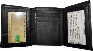 Men's wallet Trifold Leather wallet 2 Bill slots Black 9 Card br new wallet - Image 9