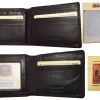 Men's wallet genuine Leather Bifold Black wallet 2 Bill slots 9 Card case In Box
