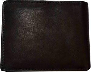 Men's wallet genuine Leather Bifold Black wallet 2 Bill slots 9 Card case In Box - Image 3