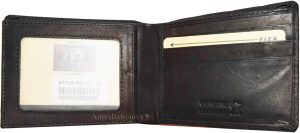Men's wallet genuine Leather Bifold Black wallet 2 Bill slots 9 Card case In Box - Image 4