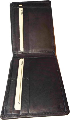 Men's wallet genuine Leather Bifold Black wallet 2 Bill slots 9 Card case In Box - Image 5