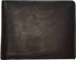 Men's wallet genuine Leather Bifold Black wallet 2 Bill slots 9 Card case In Box - Image 7