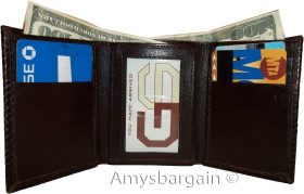 Men’s woven printed leather wallet trifold wallet new 2 billfolds 9 cards id