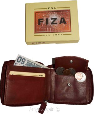 Men's zip around Leather Wallet. Bifold zip around wallet Fiza wallet in box BN - Image 7