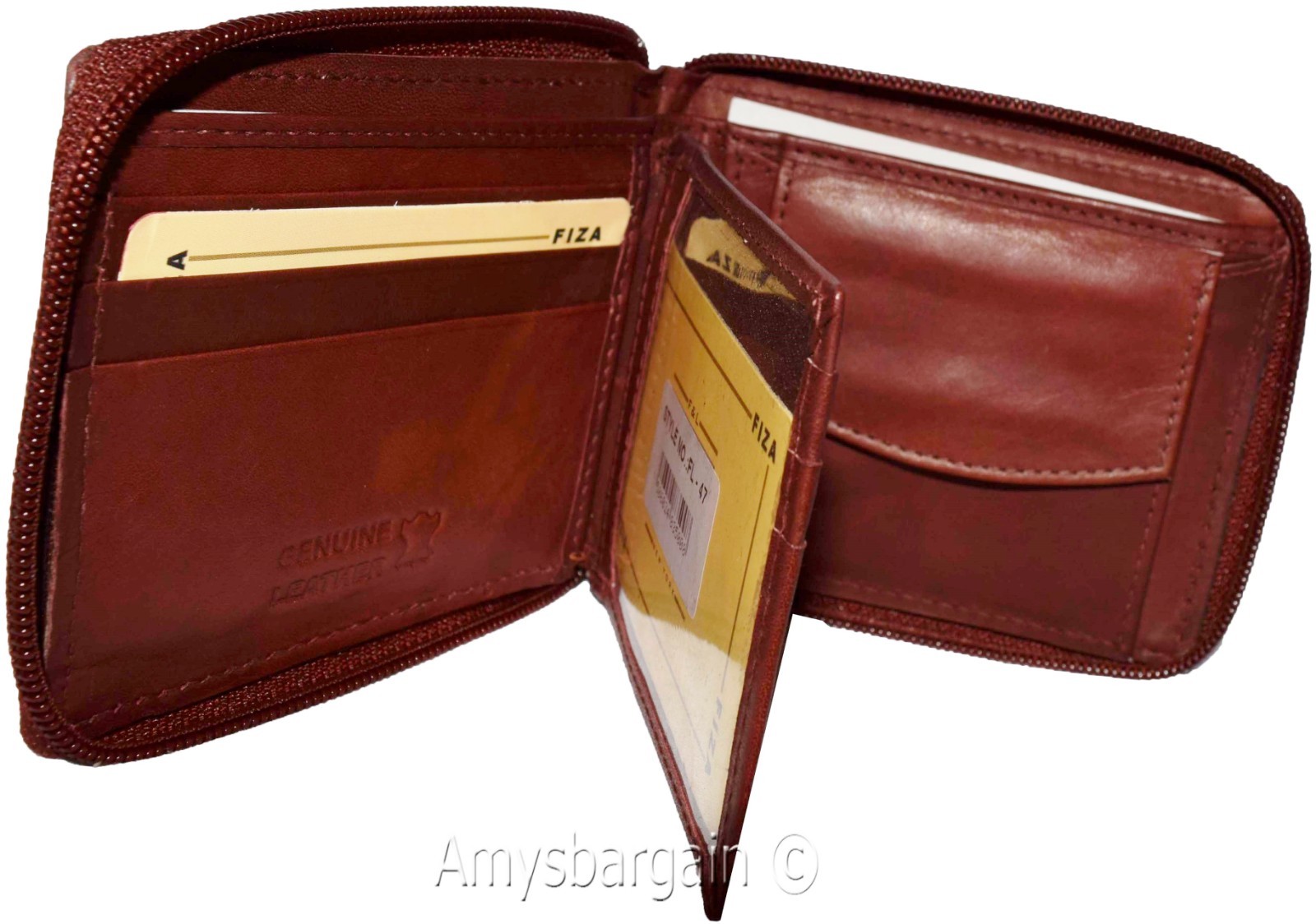Men's zip around Leather Wallet. Bifold zip around wallet Fiza wallet in box BN - Image 8