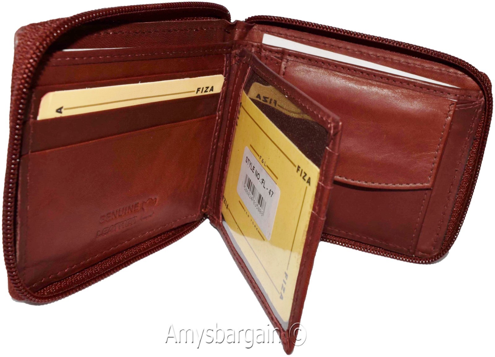 Men's zip around Leather Wallet. Bifold zip around wallet Fiza wallet in box BN - Image 10