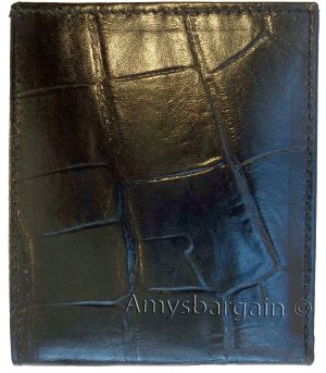 New Crocodile Skin Printed Leather man's bi fold wallet 2 bill slots 6 card 1 ID - Image 4