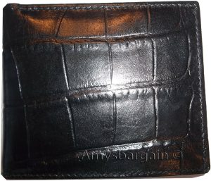 New Crocodile Skin Printed Leather man's bi fold wallet 2 bill slots 6 card 1 ID - Image 9