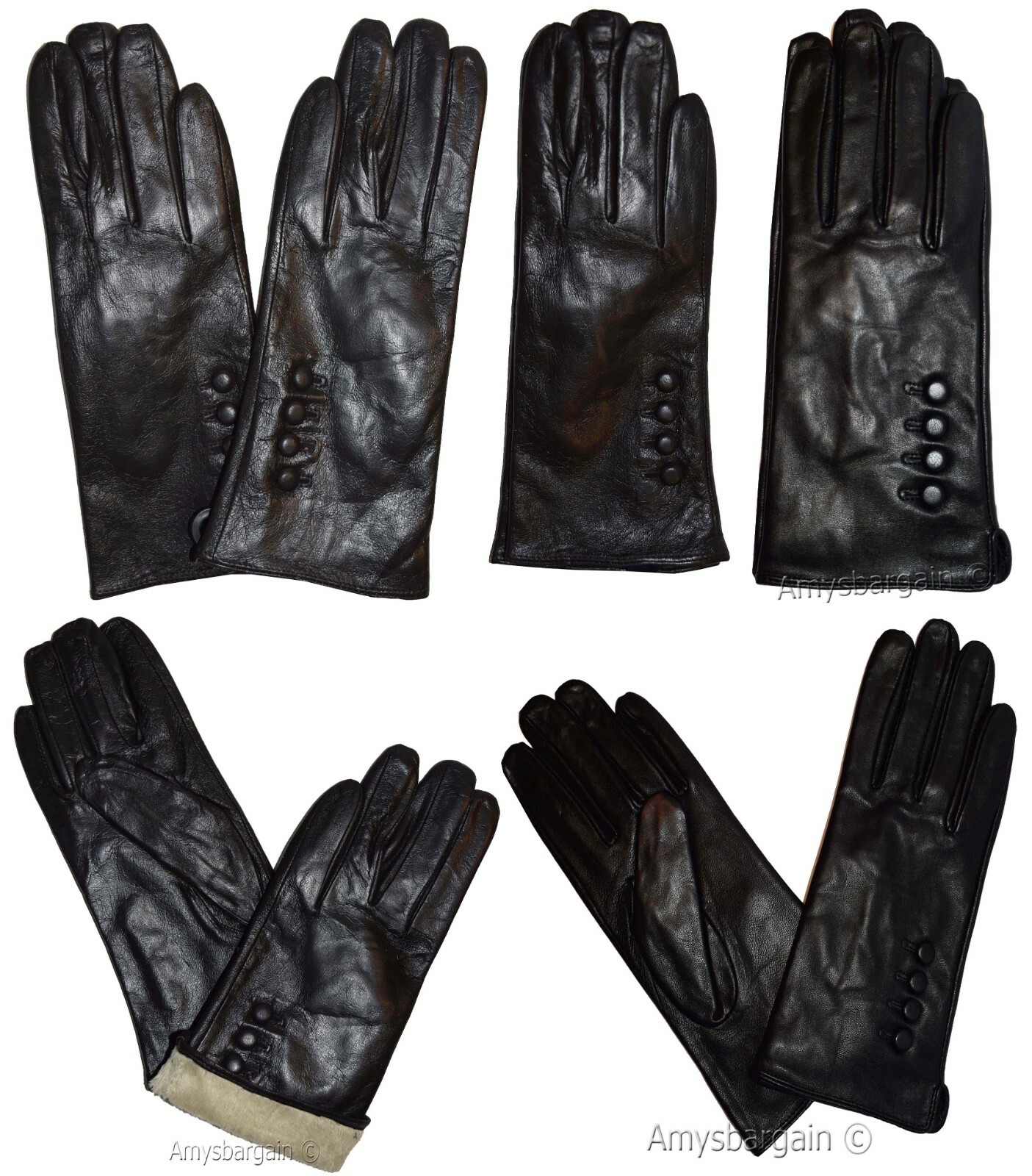 New Lovely women's Leather Gloves Winter Gloves warm Leather Gloves WoW BNWT +* - Image 7