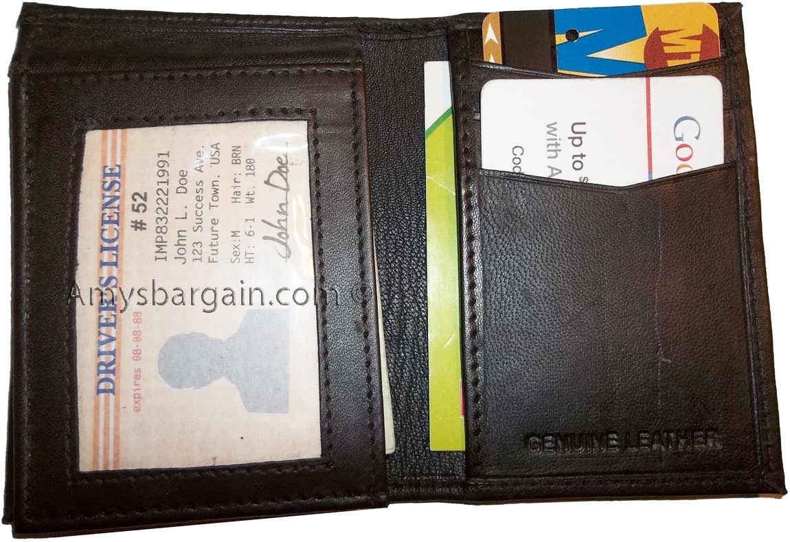 New Trifold Leather Men’s wallet 7 Credit card spaces ID Window Men's Bilfold BN - Image 10