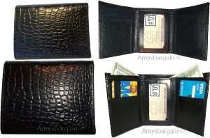 Men's Crocodile skin Printed Leather Wallet Trifold wallet ID 9 card 2 bill slot - Image 13