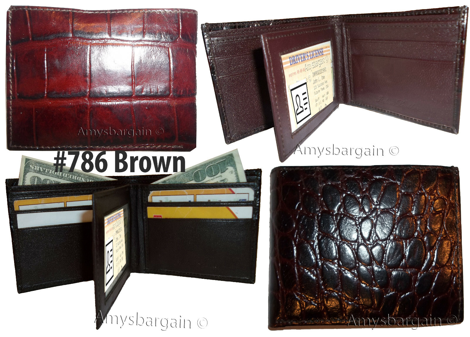 Men's Crocodile skin printed leather man's bi-fold wallet 9 card ID New Style #6 - Image 15