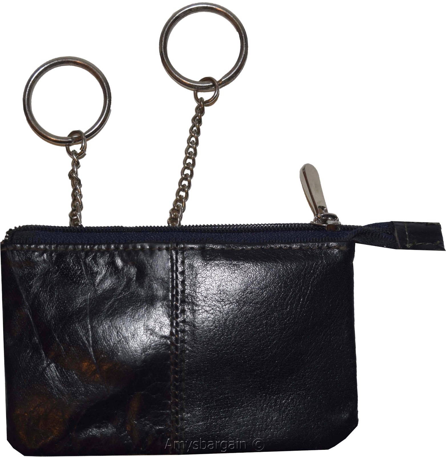 Women's Change Purse Leather mini wallet Card case Zip coin case with key rings - Image 18