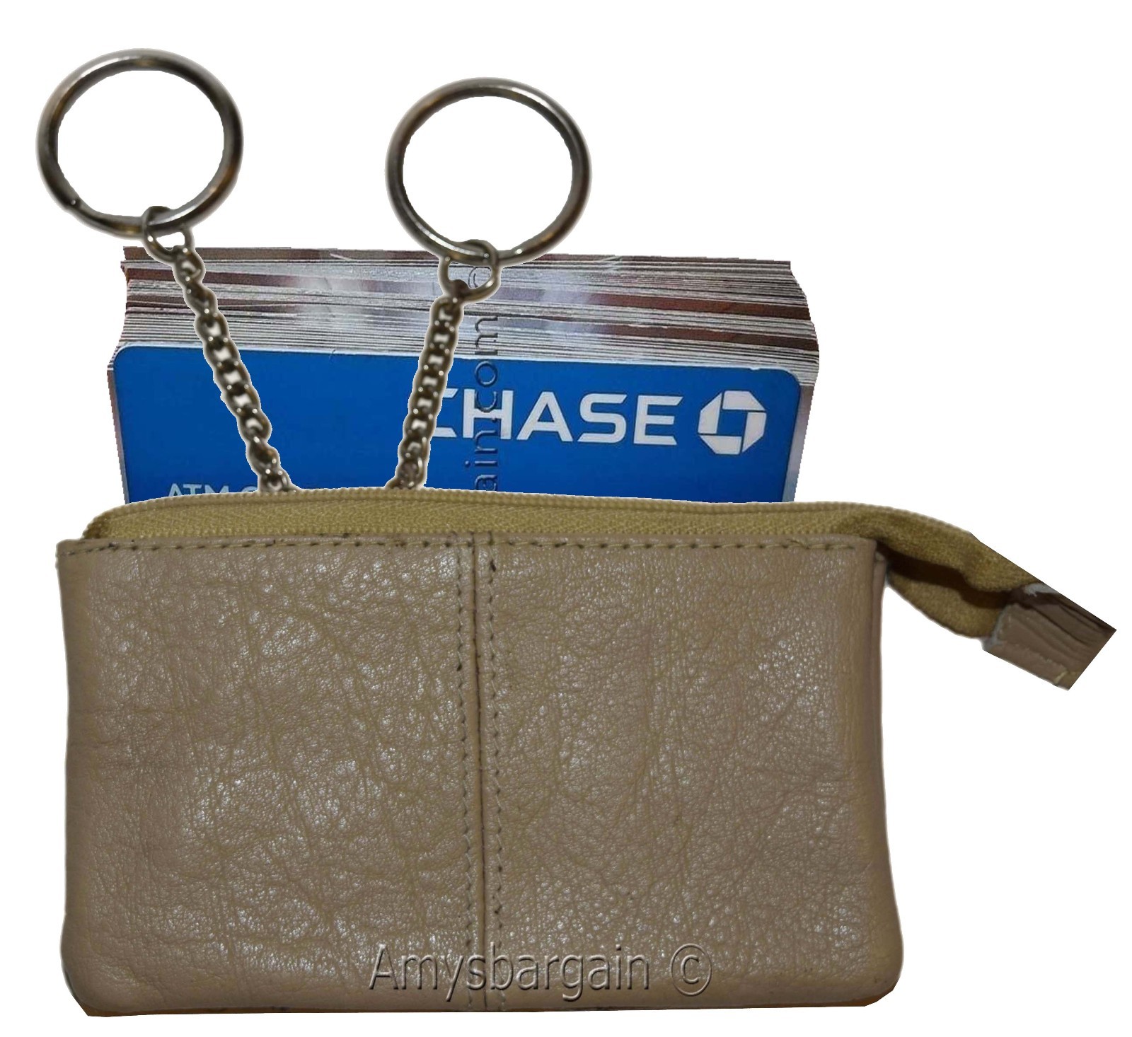 Women's Change Purse Leather mini wallet Card case Zip coin case with key rings - Image 14