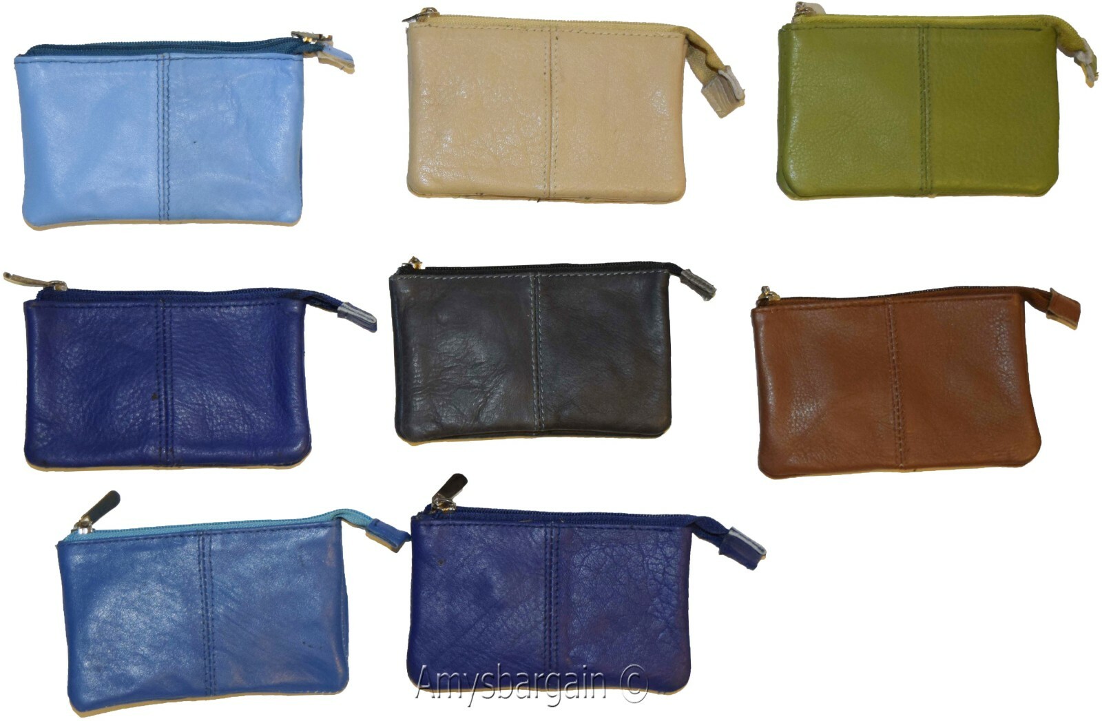 Women's Change Purse Leather mini wallet Card case Zip coin case with key rings - Image 10