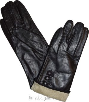 Women's gloves Size L. Woman's Leather Black winter Gloves. Dress Warm Gloves - Image 9